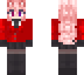 pink and red fox with purple eyes