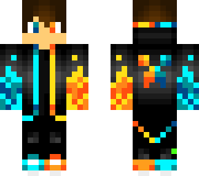 fire and ice gamer with headphones