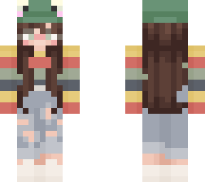 girl with stripped sweater and frog hat