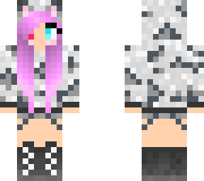 snow leopard girl with pink heir