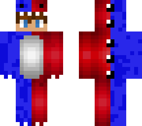 boy in blue and red dino onsie
