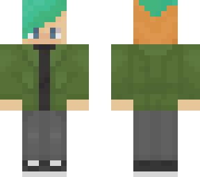 cyan hair with jacket