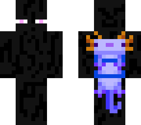 enderman with axolotl on back