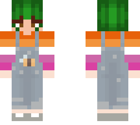 green hair bee overalls