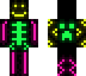 neon glowing skeleton