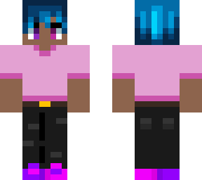 blue haired boy with pink and purple eyes