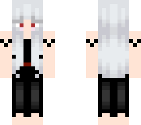 white hair girl with black dress