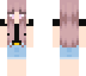black outfit with pinkish hair