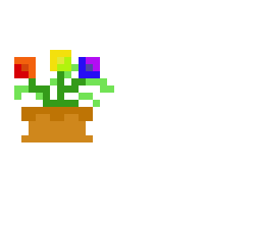 rainbow flowers in a pot
