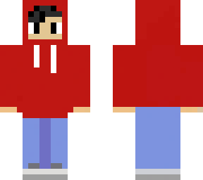 red hoodie w/ jeans and shoes