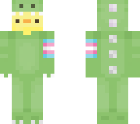 trans duck in dino costume