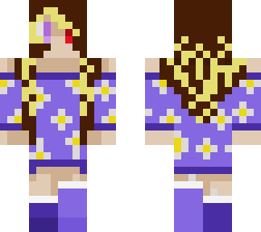 half blonde/brunette with purple daisy dress