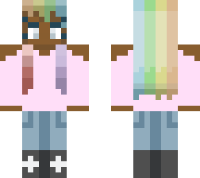 major edit of old girl with rainbow hair skin