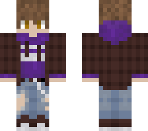 purple hoodie/brown flannel