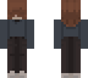 wolfcut, blue sweater