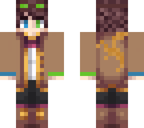 steam punk boy with green and blue eyes