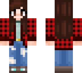 girl with plaid shirt and jeans
