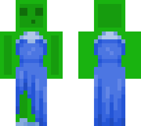 slime guy in blue strapless dress