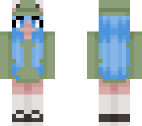 frog girl with blue hair