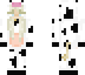 blue eyed blond girl in cow onesi