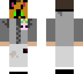 cat mask with grey hoodie and techno badge