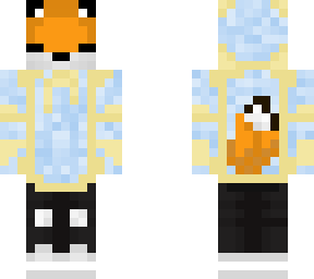 fox in a blue hoodie