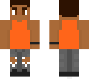 orange tank top and ripped jeans