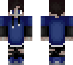 brown headed blue hoodie teenager.