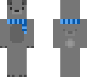 silver bear with blue scarf