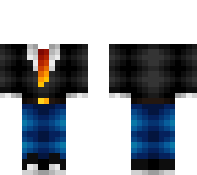 ob - black suit w/ blue jeans &  fire tie