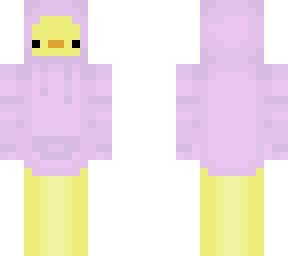 chicken in a light purple hoodie