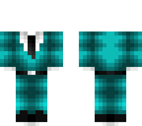 ob - turquoise suit & black tie