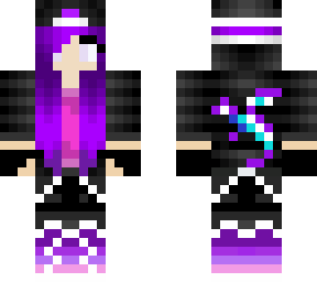 girl with cool hat and porple hair