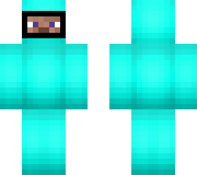 cyan among us skin with steve face