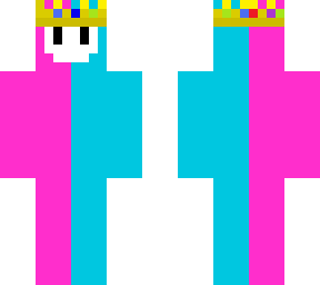 blue & pink fall guy with crown