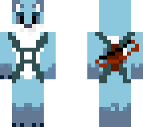 blue wolf with backpack