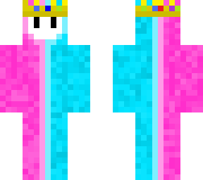 pink + blue fall guy + crown