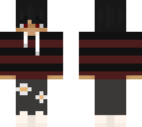 red and black stripped hoodie character
