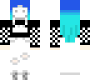 secret identity with blue to teal ombre with black and white clothes