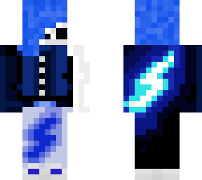 blue hair emo girl dead spirit with ultra skull and arm boob