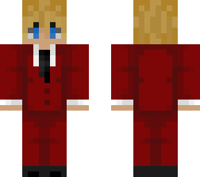 blonde boy with red suit