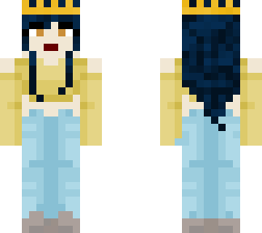 dark blue haired girl w/ crop top,jeans, and crown (updated)