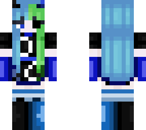 blue girl with green hair  not mine person in desc