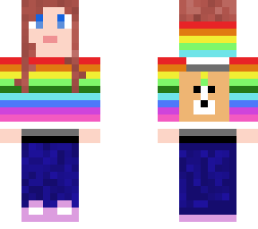 rainbow girl with corgi on the back
