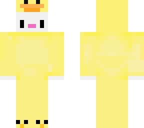 white cat with duck suit