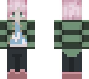 pink hair green eyed boy
