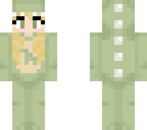 dino onesie blonde hair