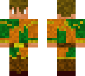 green and orange jester without hat