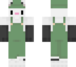 white cat with frog overalls matching