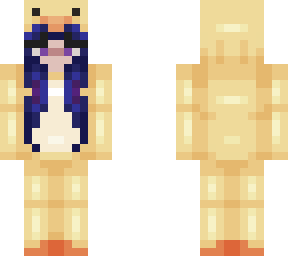 blue haired girl in duck onesie